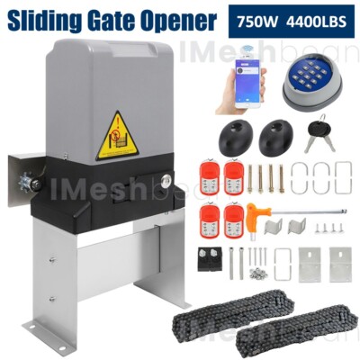4400LBS Sliding Gate Opener Motor Kit APP Wireless Control 4 Remote & 20ft Chain