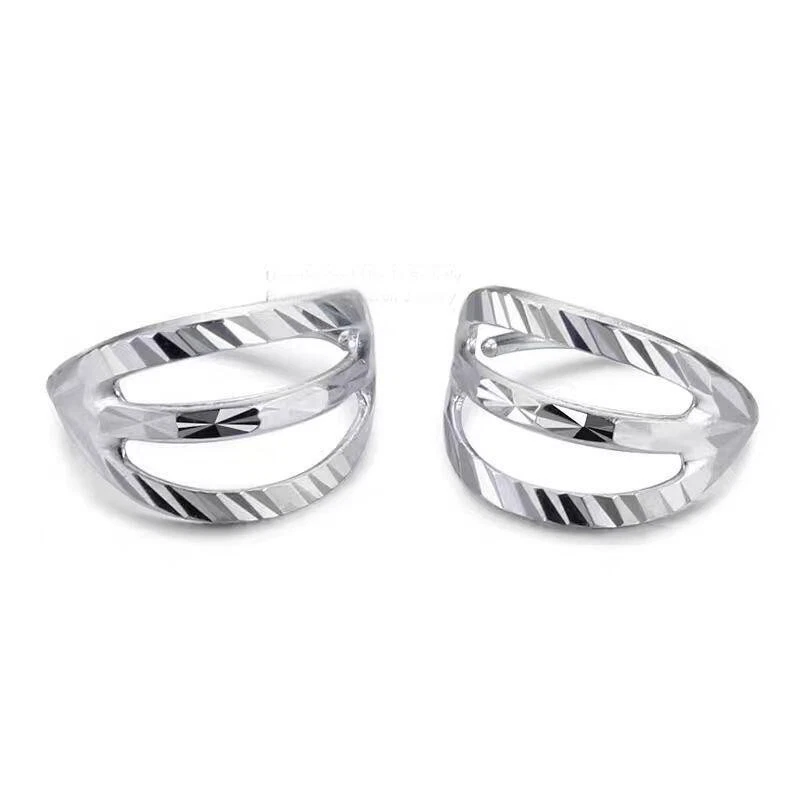 Pure Pt950 Platinum 950 Women Lucky Three Line Earrings Hoop 1.8-2g - Image 2 of 4