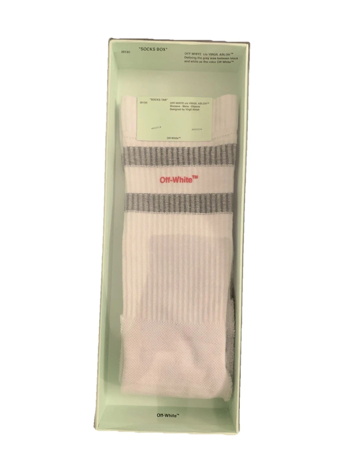 NEW Off-White Reversed Striped Sport Socks White Red Y2K O/S