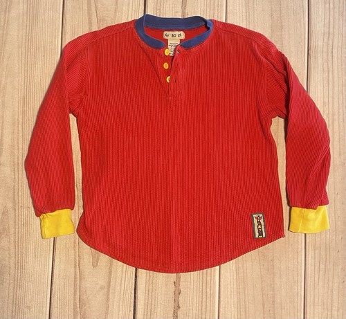 Vintage Gymboree 90s Long Sleeve Ribbed Henley Size XXL Red Yellow Blue - Picture 1 of 6