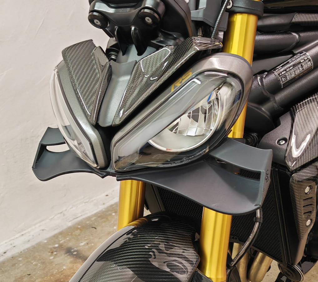 Caches sur phare Triumph Speed Triple 1200 RS 2025 en carbone véritable texturé