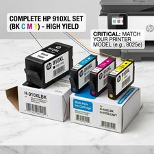 4-Pack 910XL Ink Cartridge Replacement for HP OfficeJet Pro 8025 8028 8035 8020