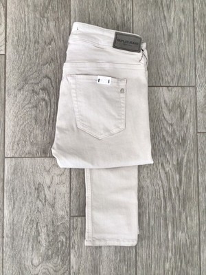 GIRLS WOMENS REPLAY SLIM SKINNY LOW RISE STONE DENIM JEANS W24 = W6 - L32
