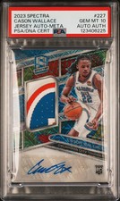 2023 PANINI SPECTRA CASON WALLACE #227 RPA/25 JERSEY AUTO-META PSA 10 POP-1