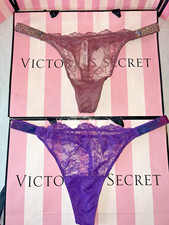 Victorias Secret Thong Shine Strap Lace XL 2 Pair Rare Colors