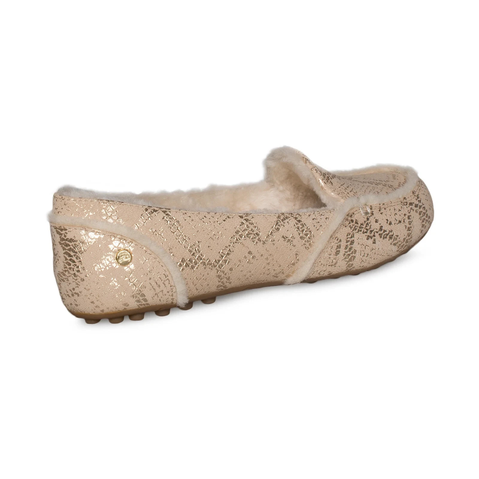 PANTOFOLA D’ORO UGG HAILEY PANTOFOLE MOCASSINI SLIP ON PELLE DI PECORA ORO METALLIZZATO PELLE DI SERPENTE 7