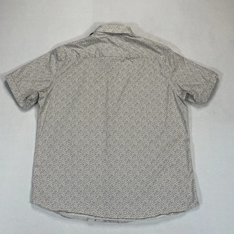 Bugatchi Shirt Mens 2XL Sand Blue Floral OoohCotton Tech Short Sleeve Casual - Image 3 of 4