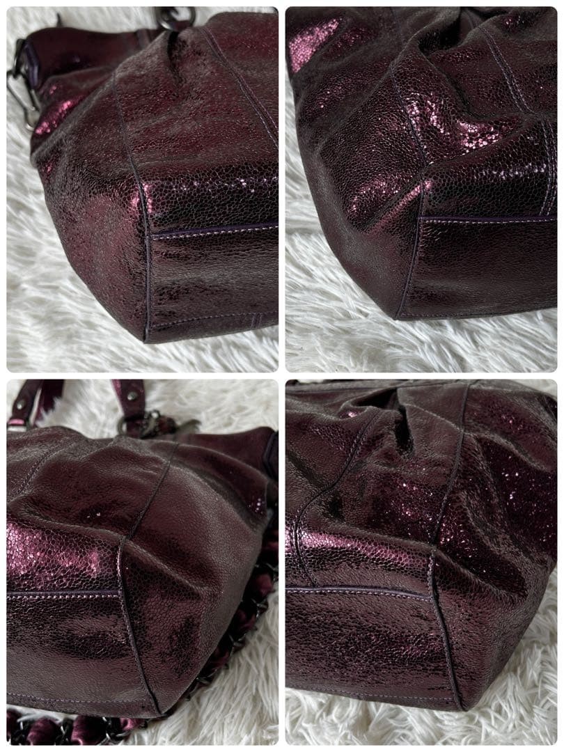 COACH Patchwork Duffle Shoulder Bag Dark Brown Le… - image 6