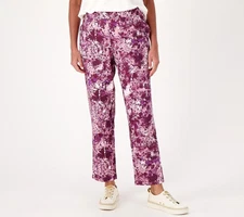 LOGO Lounge by Lori Goldstein Abstract Straight Leg Pants Purple Fig XL New