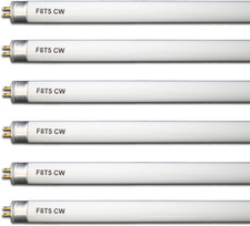 6 Pack F8T5/CW 4100K 12 Linear Fluorescent Light Bulb, 8W Cool White T5 Tube