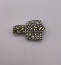 Vintage Art Deco Rhinestone Silver Tone Belt Buckle As Is