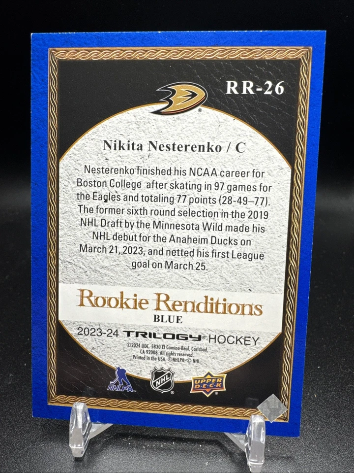 2023 Upper Deck Trilogy Rookie Renditions Blue #RR-26 Nikita Nesterenko /499 - Image 2 of 2