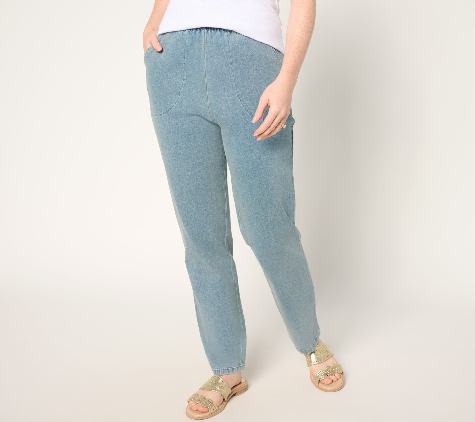 Spartina 449 Women's Pants Sz 1XT Denim & Co. Original Waist Tall Blue A624308
