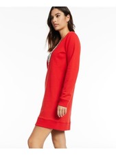 INC Womens Shift Short Dress Red Long Sleeve V Neck Sweatshirt Dress XXS