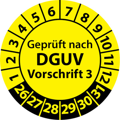 Prüfplakette Geprüft nach DGUV Vorschrift 3, Prüfaufkleber, Plakette DGUV V3