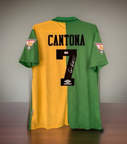 Eric Cantona Signed Autographed MU 1993/94 Third Jersey with Beckett COA