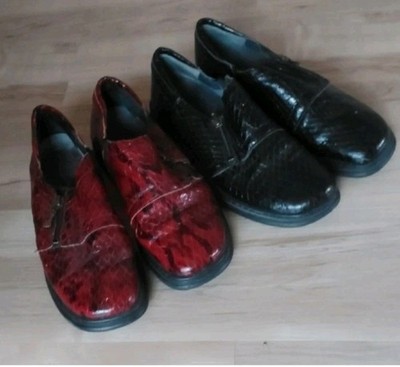 HELLE crocodile Clogs Red And Black 2 Pair Sz40