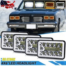 4pc Square 4x6 Led Headlights Hilo Beam For 1980-1988 Cutlass Supreme Halo 4pc Square 4x6 Led Headlights Hilo Beam For 1980-1988 Cutlass Supreme Halo