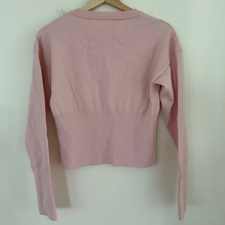 Cárdigan de algodón para mujer talla M rosa suéter con botones manga larga puño con botones Foto 2 de 4