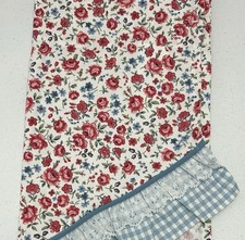 WAVERLY Garden Room 2 Valance Swag Floral Blue Gingham Red Cabbage Roses  36X36"