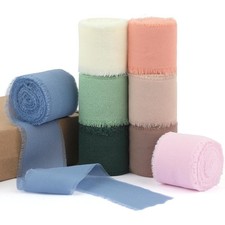 Handmade Frayed Fringe Chiffon Ribbon 8 Rolls Gift Wrapping Flower Bouquet