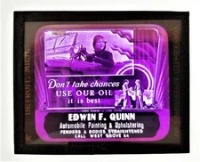 antique MAGIC LANTERN SLIDE west grove pa EDWIN F QUINN auto oil fender repair