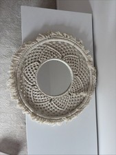 Round Boho Wall Mirror w/ Rope Macrame Fringe...