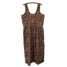 Everlane Green Brown Poplin Sleeveless Tiered Dress Size Large NEW Womens
