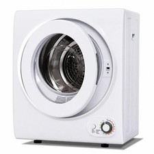 Compact Portable Clothes Dryer 1.5 Cu Ft 850W 120V White Stainless Steel Drum
