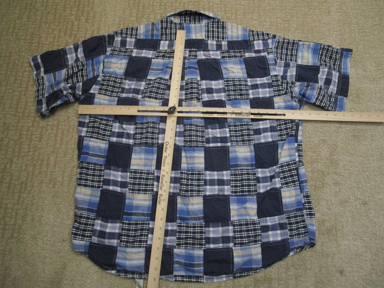 Orvis Shirt Men Extra Large Blue Patchwork Madras… - image 4