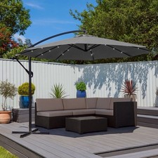 Neo 3M Grey Outdoor Freestanding Parasol with Led Lights