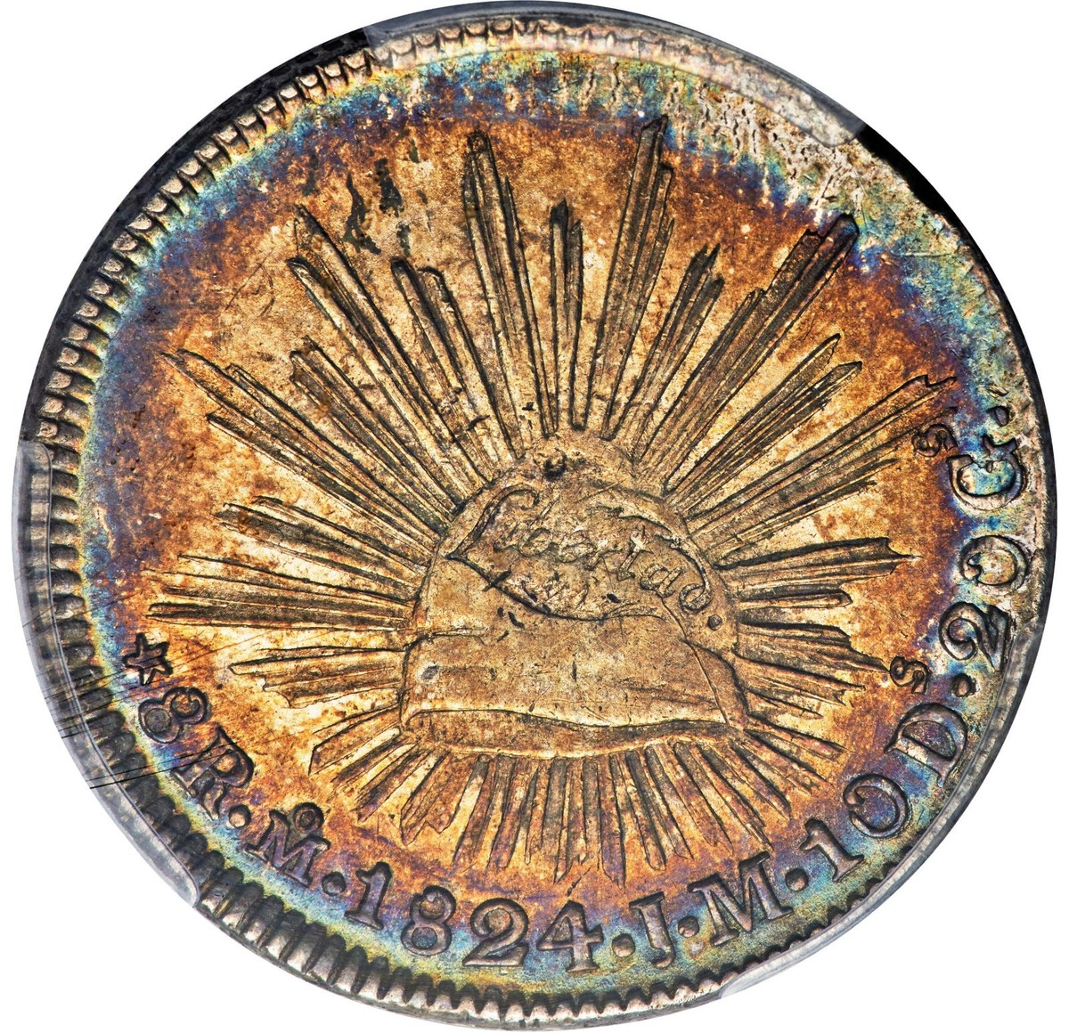 Mexico Republic 'Hookneck' 8 Reales 1824 Mo-JM PCGS MS-61! Mexico