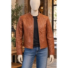 Real leather brand brown jacket