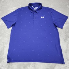 Under Armour Polo Shirt Mens XL Blue Playoff Loose Golf Stretch Performance