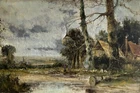 ANTIQUE OIL PAINTING Constable School Landscape RESTORATION Lovely Piece