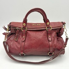 Auth Miu Miu Y2K Vitello Lux Ribbon 2Way Leather Hand Bag Shoulder Bag 2Y4057