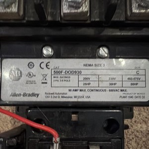 Allen-Bradley 500F-DOD930 NEMA Size 3 3-Pole Contactor 115-120V 90A