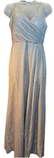 VTG Morgan Co Prom Dress Maxi Gown 90s Y2K Sz 2 Silver Iridescent
