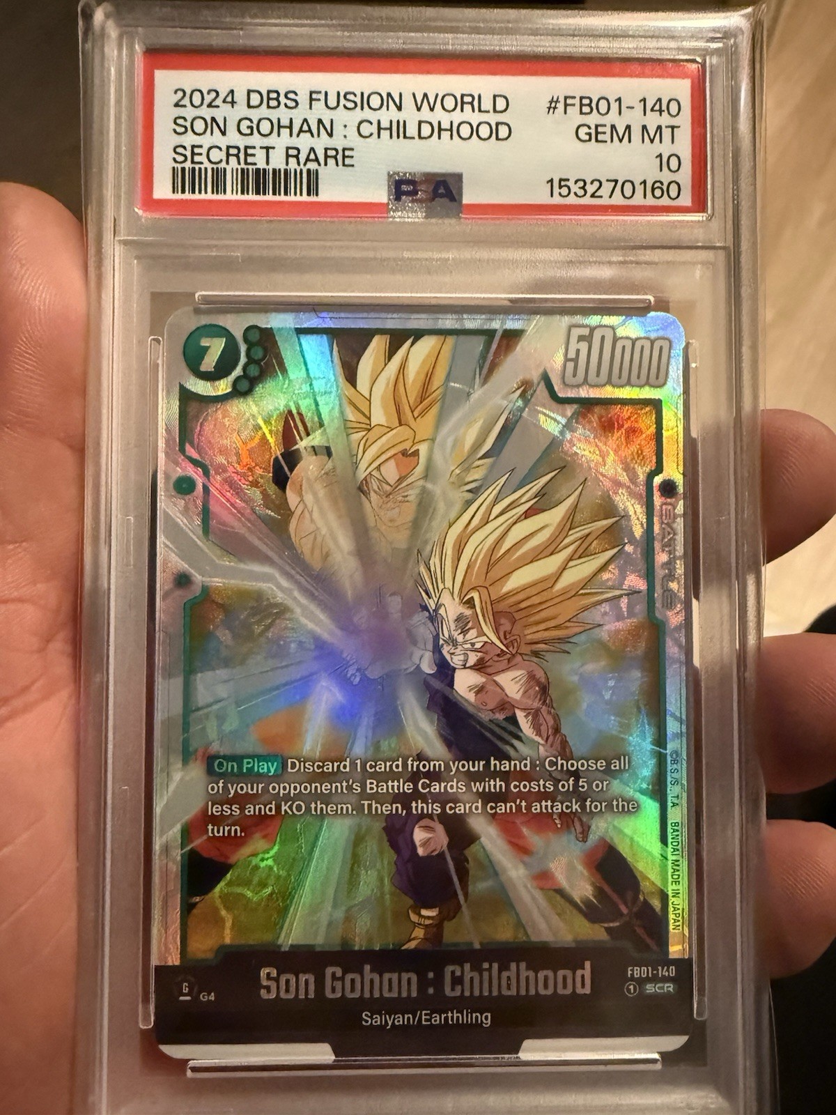 Bandai DBS Fusion World Son Gohan Childhood FB01-140 Secret Rare PSA 10
