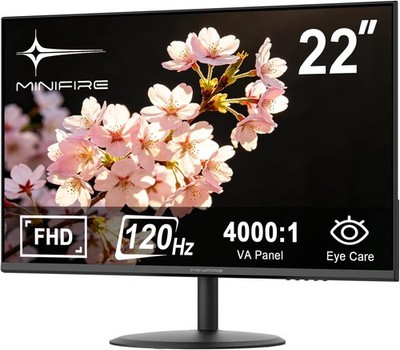Minifire 22 Zoll Business Computer Monitor, FHD 1080p, 120 Hz Bildschirm schwarz