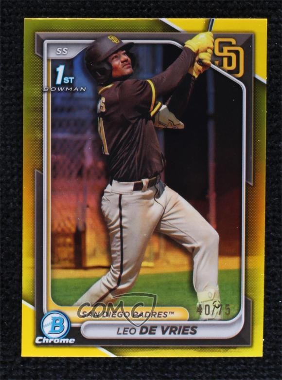 2024 Bowman Chrome Prospects Yellow Refractor 40/75 Leo De Vries #BCP-179 0w2b