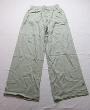 Halara Women's High Waisted Wide Leg Linen Feel Pants JL3 Pale Aqua Medium NWT