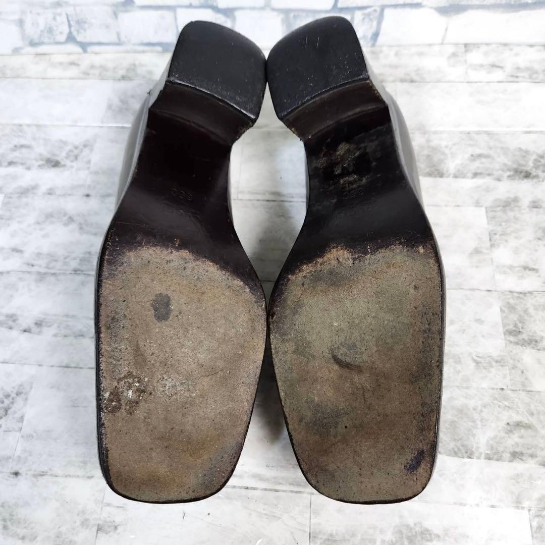 Auth Gucci Square toe Loafer Pumps Leather Brown Logo Heel EU35 US5 UK2 thumbnail 24