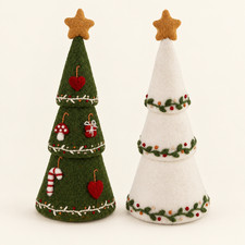Gry & Sif Handgemacht & Fairtrade-Zertif. Weihnachtsbaum mit Stickerei aus Filz