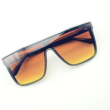 Quay Sunglasses Nightfall 78598 Black Flat Top Shield Frame Brown Gradient Lens