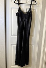Vintage Gold Label Victorias Secret Black Satin Slip Dress Size Large
