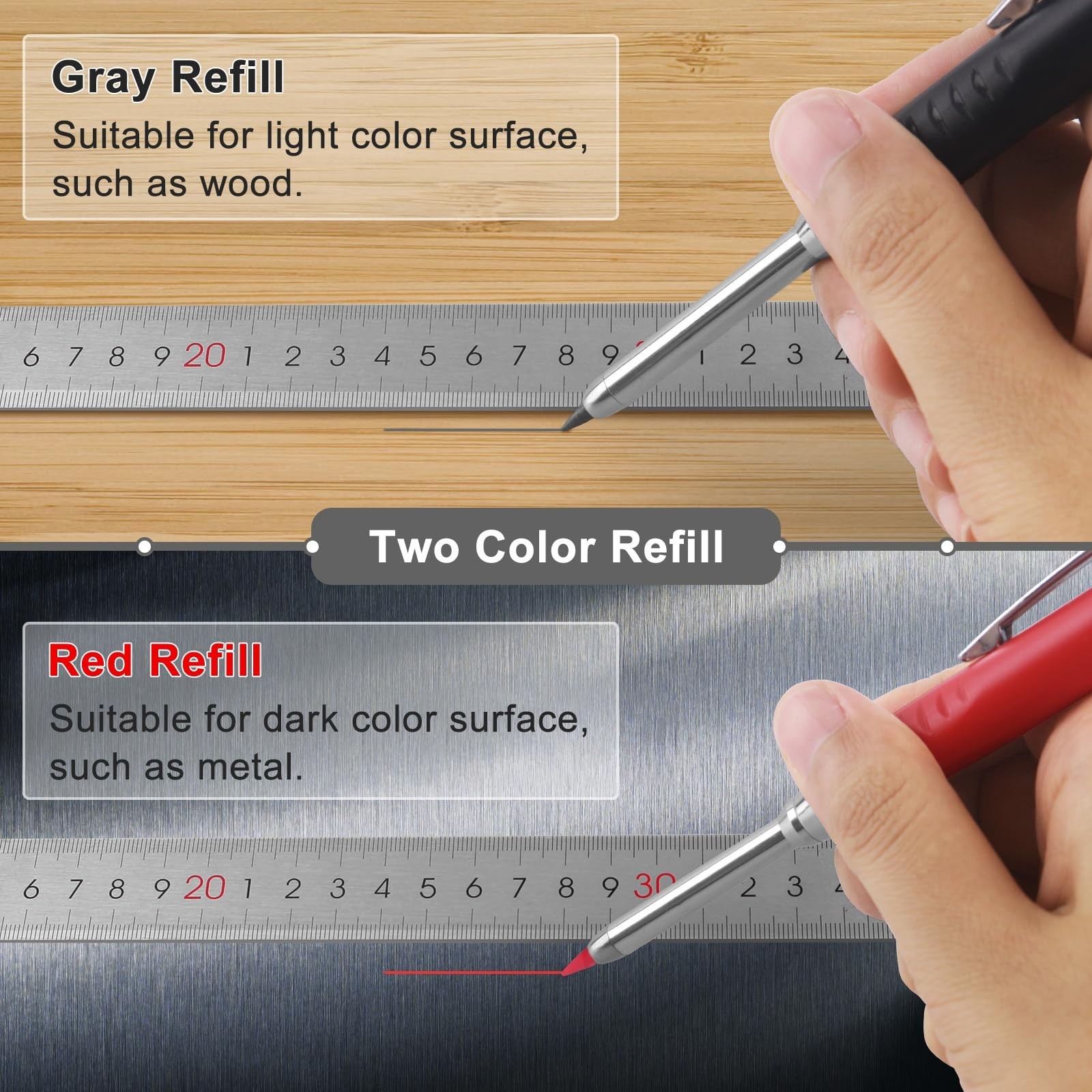 2 Pack Carpenter Pencils Mechanical Pencils with 12 Refills, Upgraded Constru...