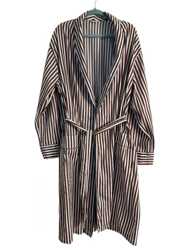 Paul Smith 100% Baumwolle blau braun gestreift leichter langer Morgenmantel Lg ruhig Luxus