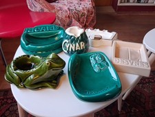 Lot Cendriers Publicitaire En Céramique Vides Poches. Ricard Cynar Desvres...