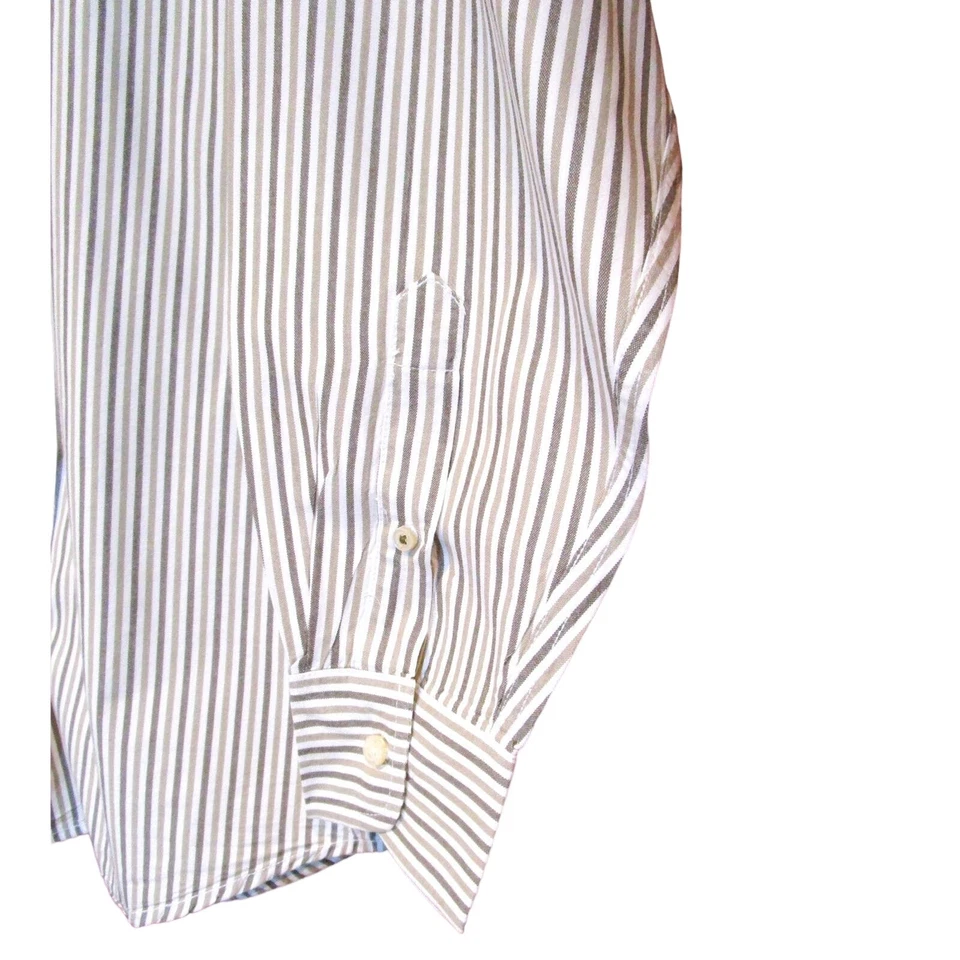 Camisa Old Navy Para Hombre Marrón y Blanco Rayas Oxford Tela Ancha Algodón Talla Grande Foto 4 de 4